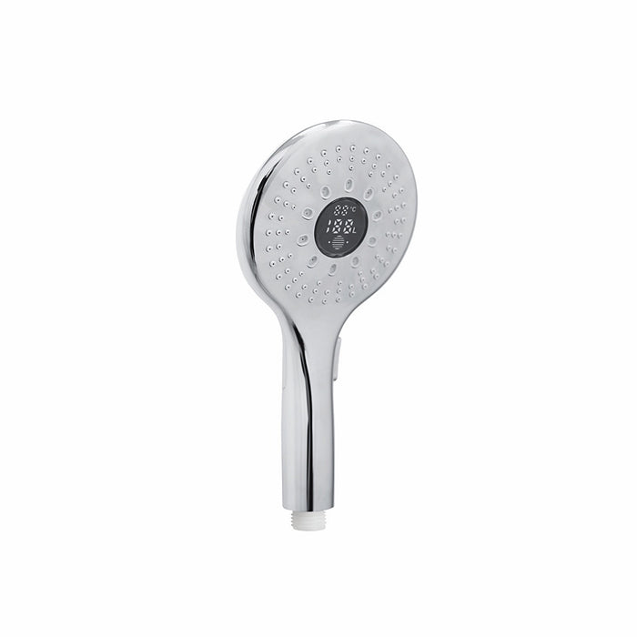 2 Function LED Shower Head in chrome with side button and LED temperature display