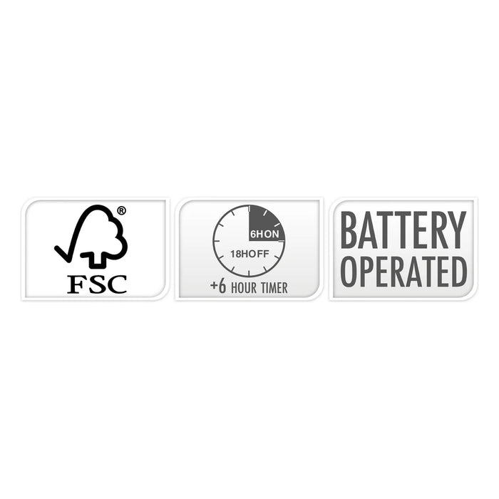 FSC, 6 hour timer and battery operated feature icons