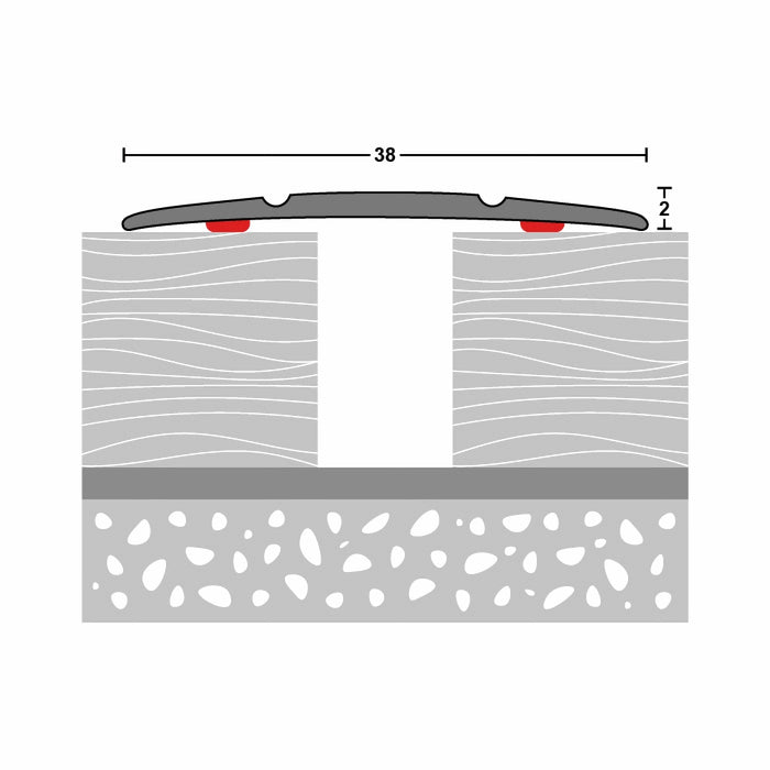 90cm 3ft Flat Coverstrip Stickdown Profile