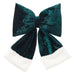 Deep green crushed velvet-look bow with soft white plush cuffs