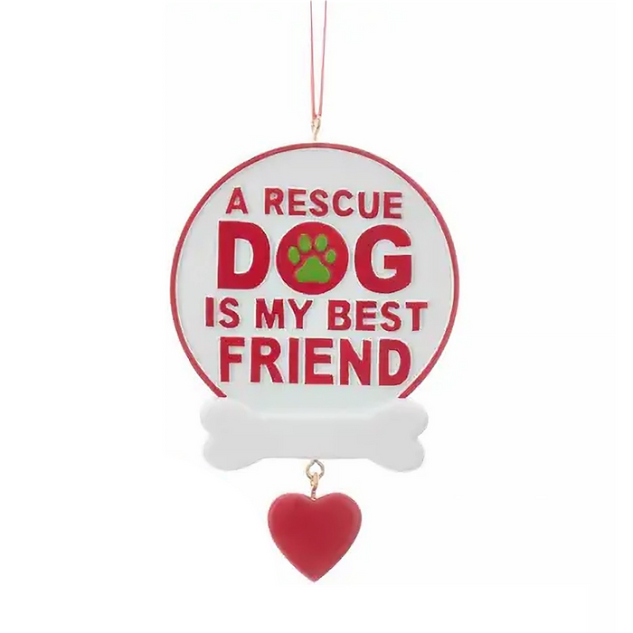 "A Rescue Dog Is My Best Friend" Hanging Rescue Dog Decoration