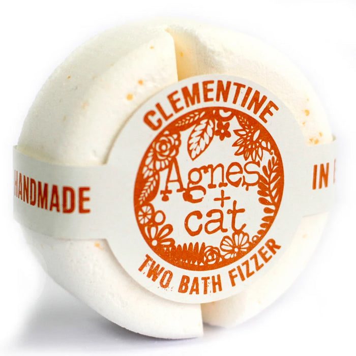 Agnes + Cat Fresh Citrus, Clementine and Moroccan Roll gift box with wrapped candle and bath fizzers