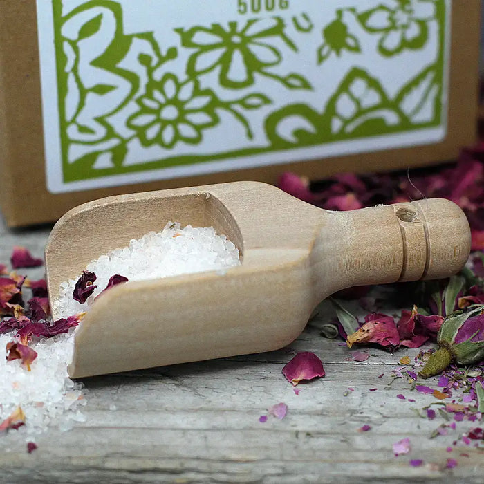 Agnes + Cat unscented Himalayan bath salts 500 g bag in gift box with wooden scoop attached