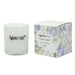 Agnes + Cat Velvet Moon soy wax votive candle in white glass jar with silver lid and colourful gift box