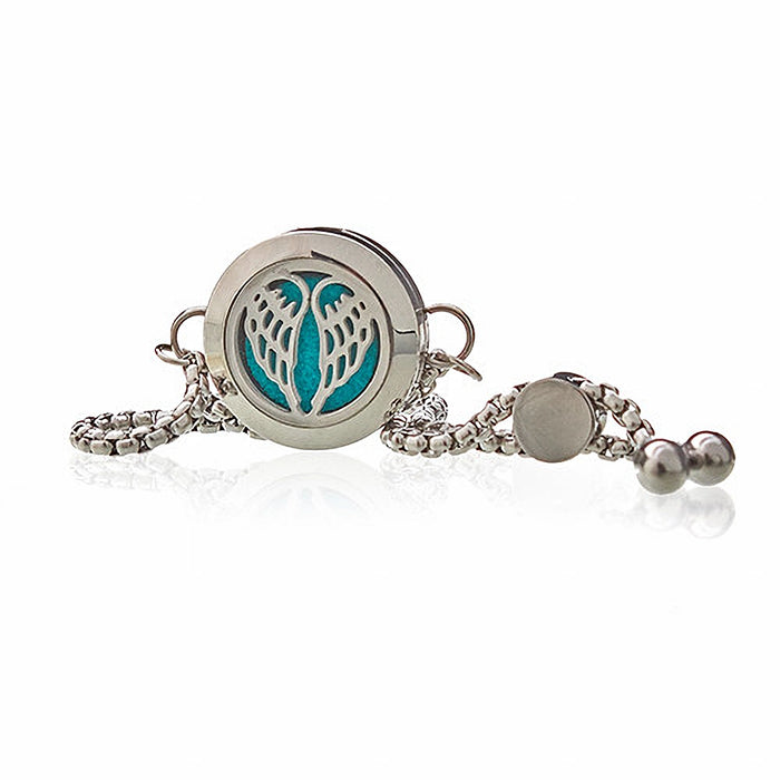 Angel Wings 20mm stainless steel aromatherapy chain bracelet with essential oil diffuser locket