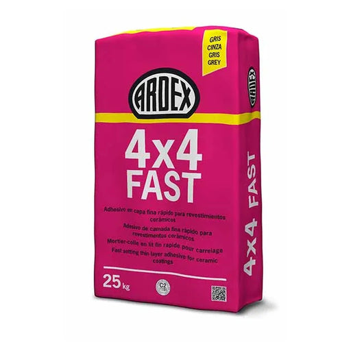 Ardex 4x4 Fast 25kg bag – S1 flexible cement-based rapid-set wall and floor tile adhesive, grey