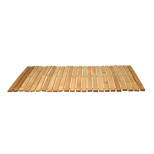 Natural bamboo bath mat measuring 40 x 60 cm with slatted design for bathroom use