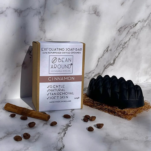 Bean Around Cinnamon Exfoliating Coffee Soap Bar 80g sustainable Irish coffee scrub soap