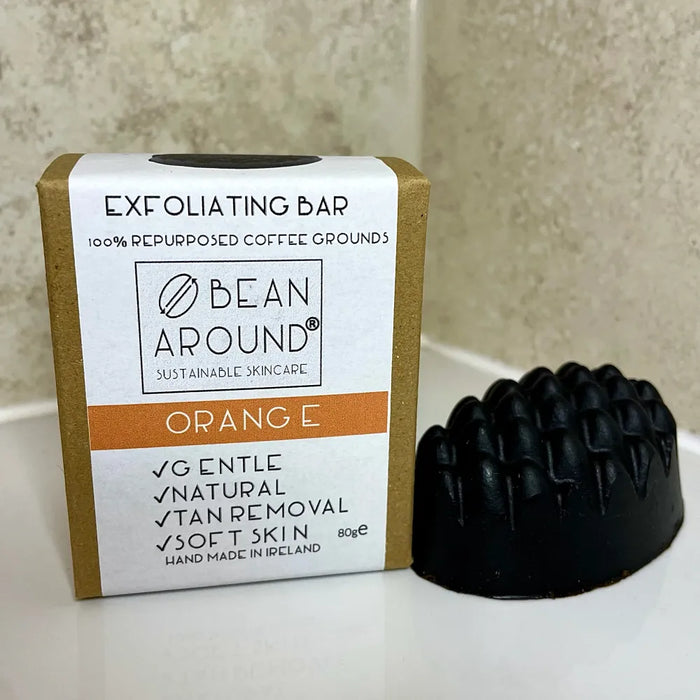 Bean Around Orange Exfoliating Coffee Soap Bar 80g Irish soap bar with repurposed coffee grounds and orange scent