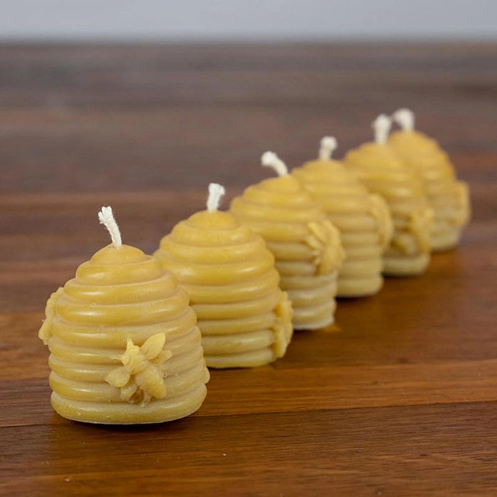 Hanna's Bees beehive beeswax candle set of six presented in a gift box