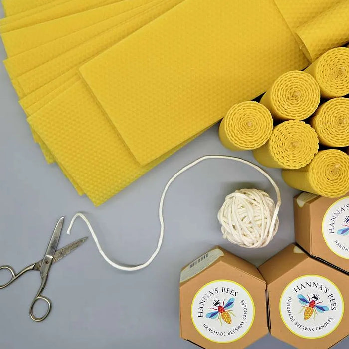 Hanna's Bees beehive shaped beeswax candle set of two in a gift box