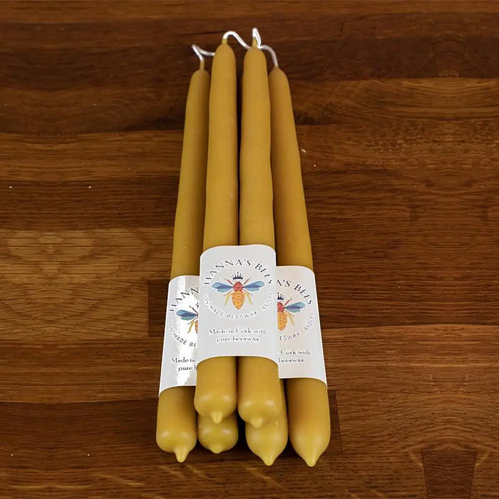 Hanna's Bees hand dipped beeswax dinner candle pair in gift box