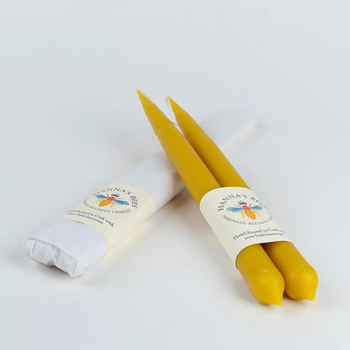 Hanna's Bees hand dipped beeswax dinner candle pair in gift box