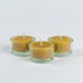 Hanna's Bees beeswax tealight candles gift set with three tealights in glass holders in a small gift box