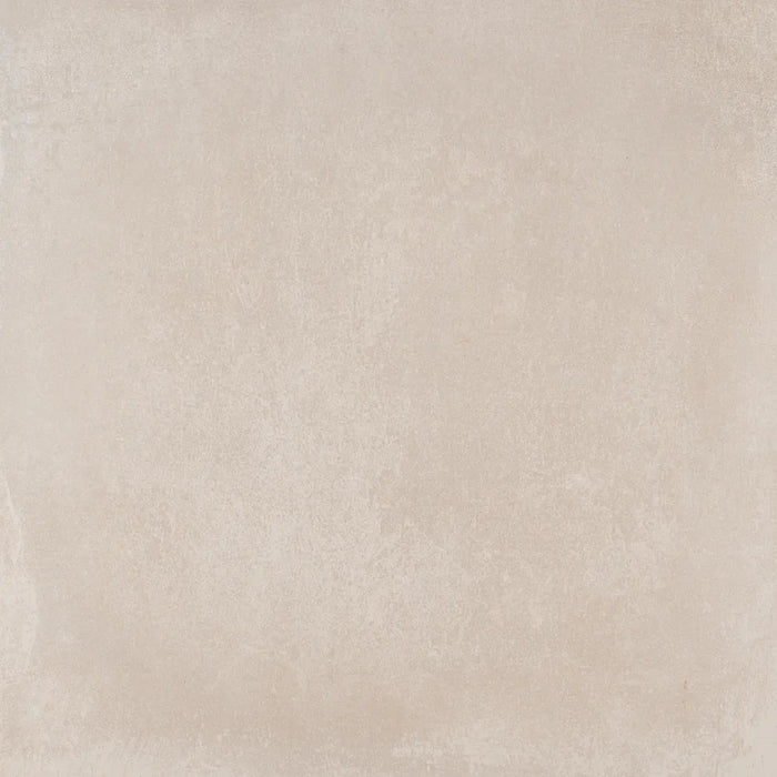 Close-up of Beton Perla Matt tile highlighting smooth finish and gentle cement-style variations.