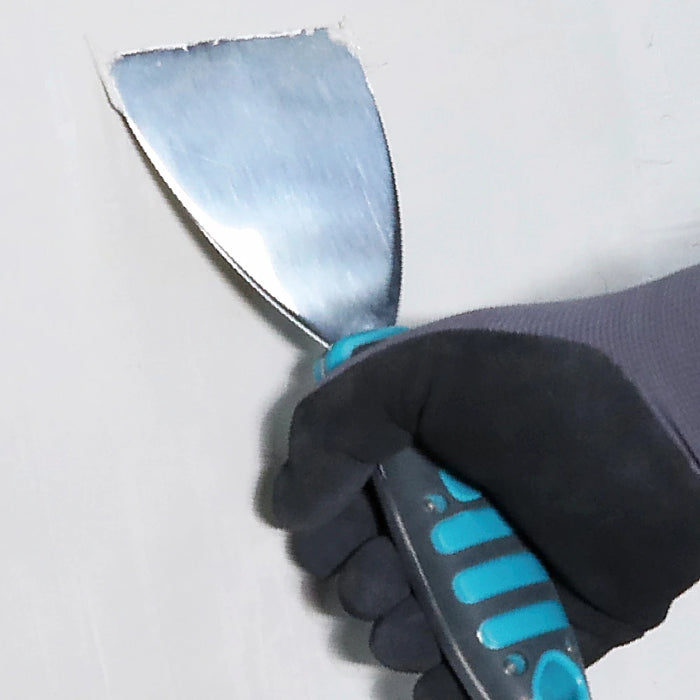 Bihui 6 Piece Switchable Putty Scraper Set arranged with handle and five interchangeable blades, ready for scraping and smoothing projects.