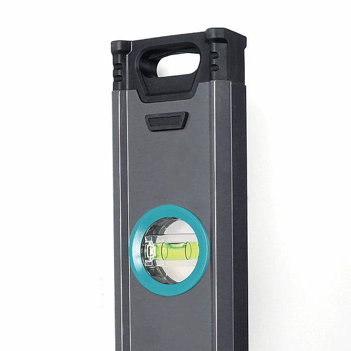 Bihui 1000mm 3-Bubble Spirit Level with rubber handle, shockproof end caps, and magnified horizontal vial for precision measuring.