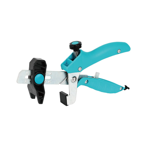 Full view of the Bihui Wedge Levelling Pliers positioned on a white surface, displaying its build and tile levelling function.