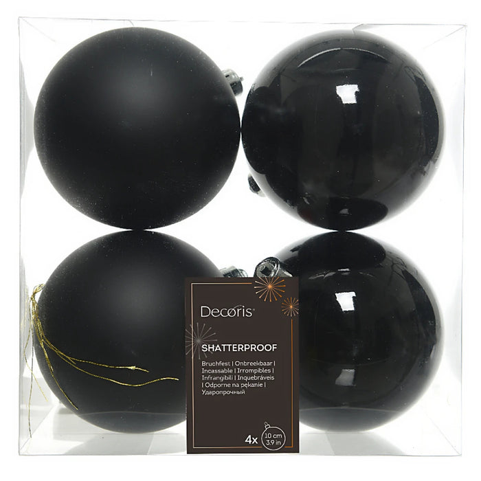 Black 10cm Baubles pack of 4