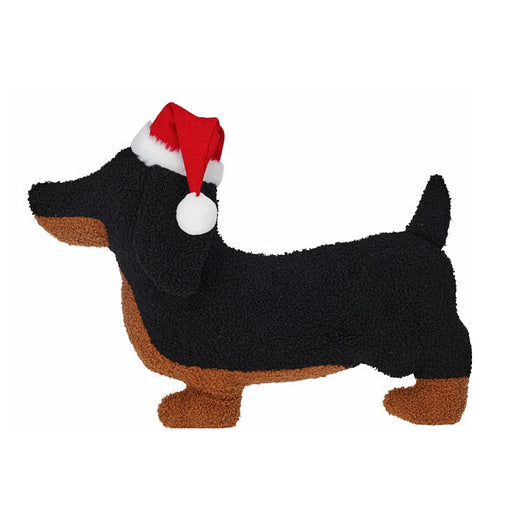 Black Dog Shaped Christmas Cushion