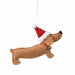 Brown Dog with Hat & Bell Collar Hanging Christmas Decoration