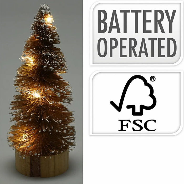 Brown Christmas Tree Ornament with 8 Battery Operated LED's