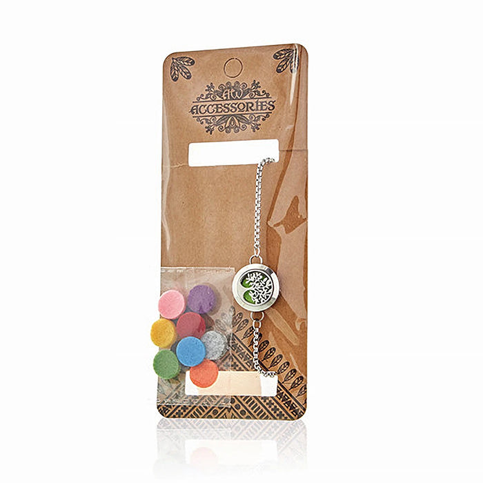 Cat and Flowers 20mm stainless steel aromatherapy chain bracelet with essential oil diffuser locket