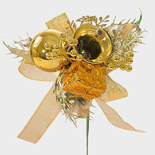 Shiny gold centrepiece on a stick.