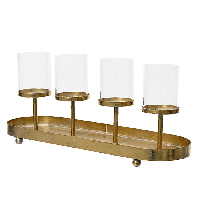 Champagne Gold Candleholder with 4 Glass Candleholders