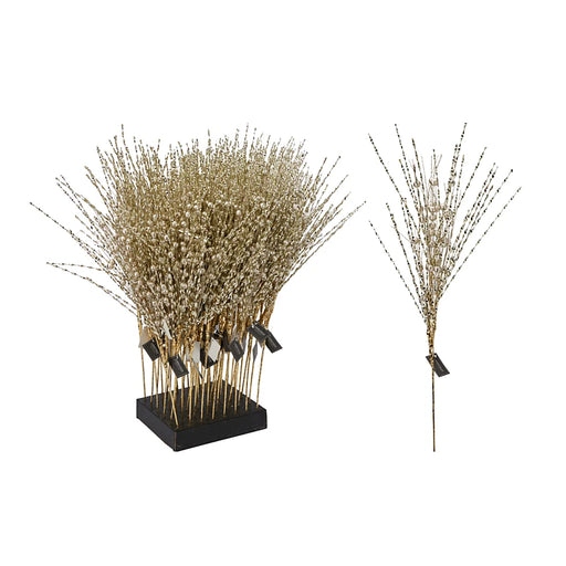 Close-up of champagne iridescent spiral branch showing shimmering details and twisted design.