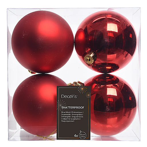 Christmas Red 10cm Baubles pack of 4