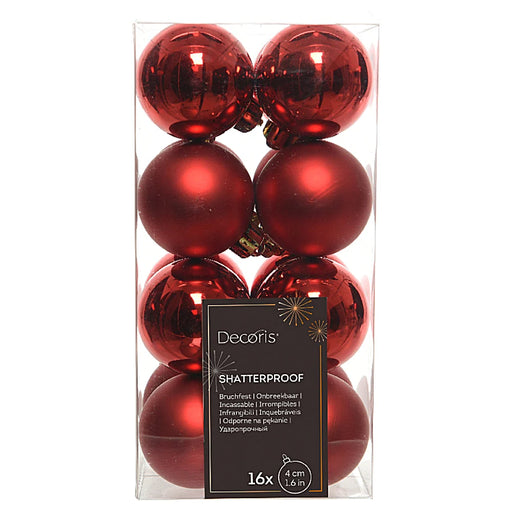 Christmas Red 4cm Baubles pack of 16