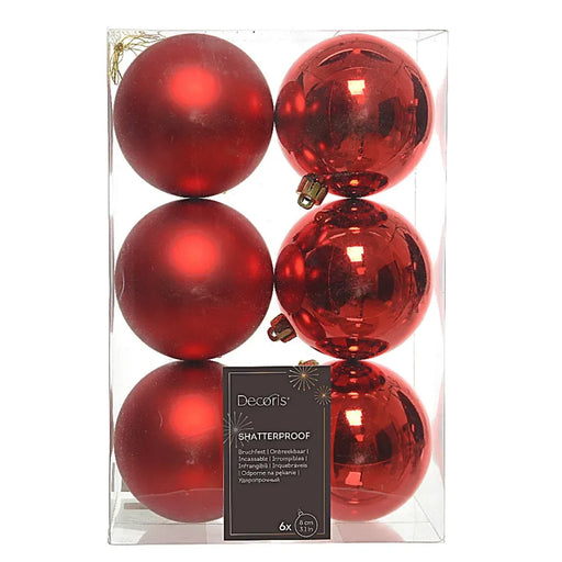 Christmas Red 8cm Baubles pack of 6