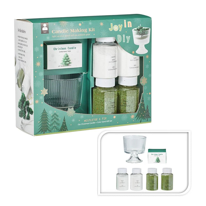 Close-up of Christmas Tree Candle Making Kit showing mould details and candle-making materials.