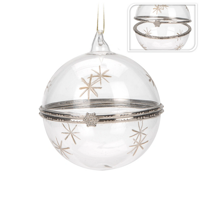 Clear Glass Xmas Bauble with Opening