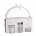 Close-up of Cotton & Seasalt Aroma Gift Set showing glass diffuser, candle, and minimalist design details.