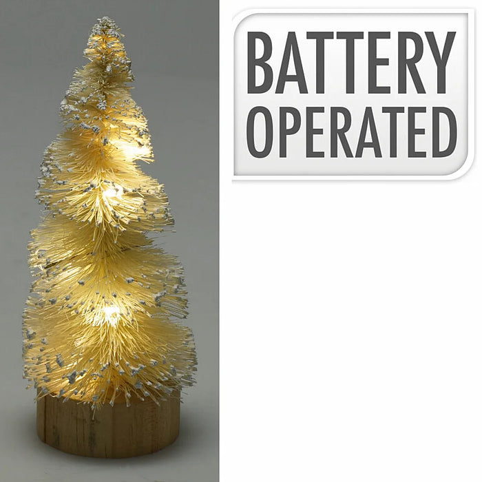 Cream Christmas Tree Ornament with 8 Battery Operated LED's