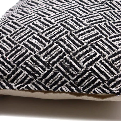 Criss-Cross Black Cotton Cushion