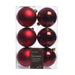 Dark Red Burgundy 8cm Shatterproof Christmas Baubles 6 Pack