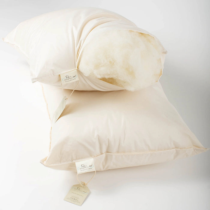 Dooleys Irish Wool Medium Fill Pillow with cotton cover for breathable support for back and side sleepers