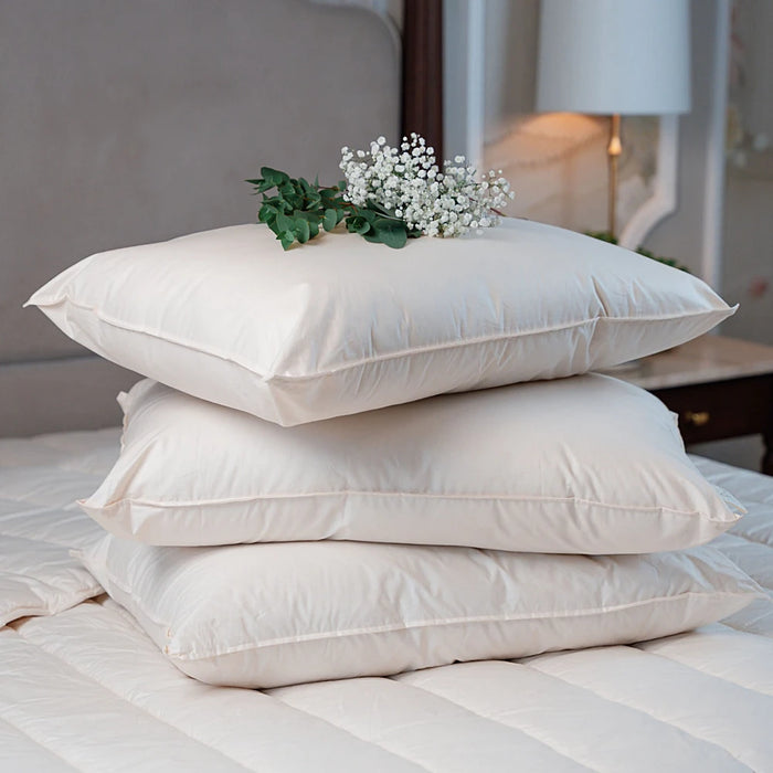 Dooleys Irish Wool Soft Fill Pillow with cotton cover for low profile natural sleep comfort