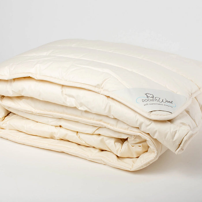 Dooleys Irish Wool Winter Duvet on a bed with cotton cover and natural wool filling for cold nights