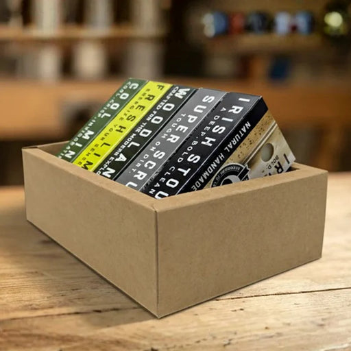 Dr K Body Soap Collection gift set with five 110 g natural body soap bars in recyclable cardboard packaging handmade in Cork Ireland