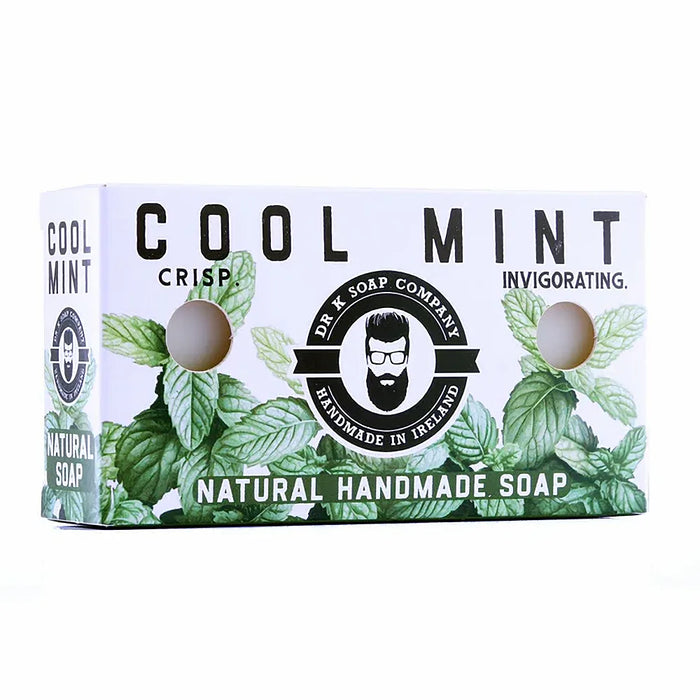 Dr K Cool Mint natural body soap bar 110 g in recyclable cardboard packaging handmade in Cork Ireland