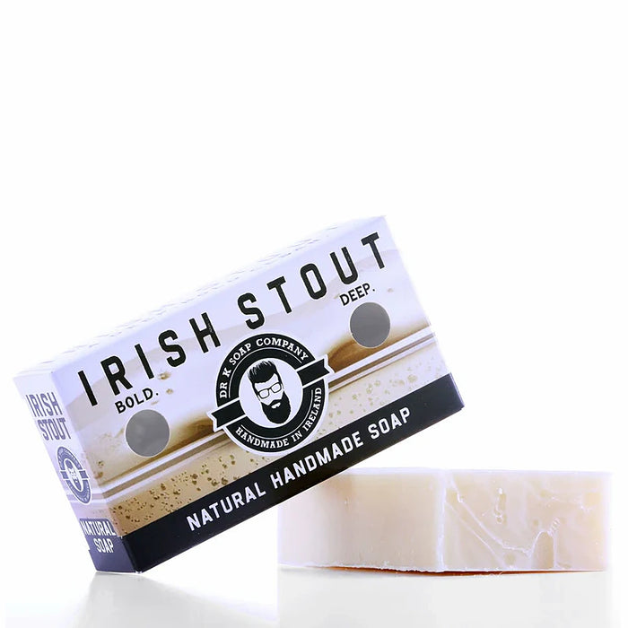 Dr K Irish Stout natural body soap bar 110 g in recyclable cardboard packaging handmade in Cork Ireland