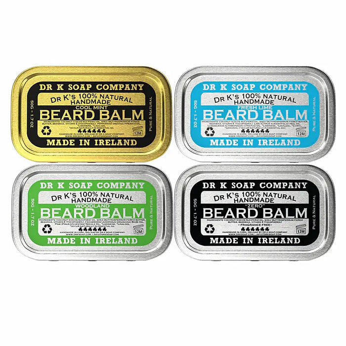 Dr K Woodland Beard Balm 50g tin natural woody beard balm with cedarwood and pine handmade in Cork Ireland
