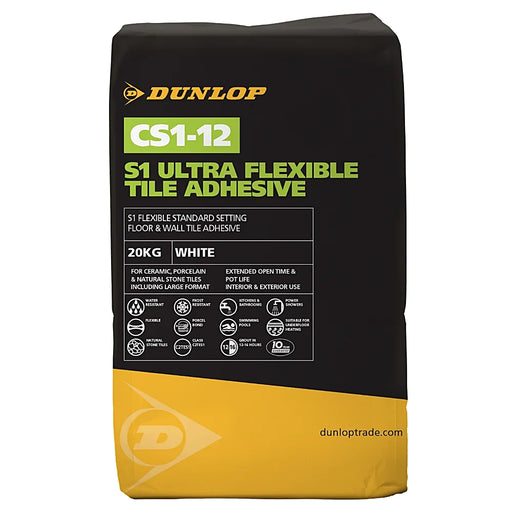 Dunlop CS1-12 S1 Ultra Flexible White Tile Adhesive