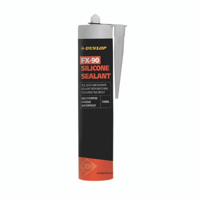 Dunlop FX-90 Silicone Sealant in Mist Grey – ideal for sealing tiled surfaces in wet and dry interior or exterior spaces.