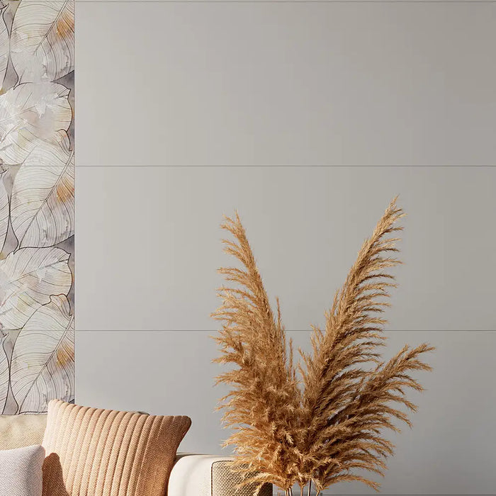 Close-up of Flandes Blanco tile surface showing its subtle natural texture.