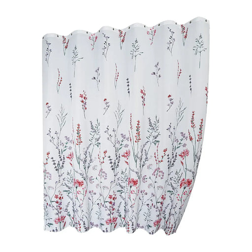 White floral printed shower curtain